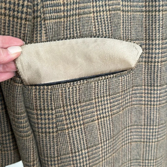 CRICKETEER Vintage Wool Camel Hair Houndstooth Plaid Blazer Sport Coat 46L - Picture 5 of 16